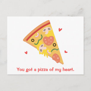 Cute Pizza of my Heart Pun Love Humour Postcard