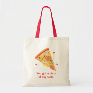 Cute Pizza of my Heart Pun Love Humour Tote Bag