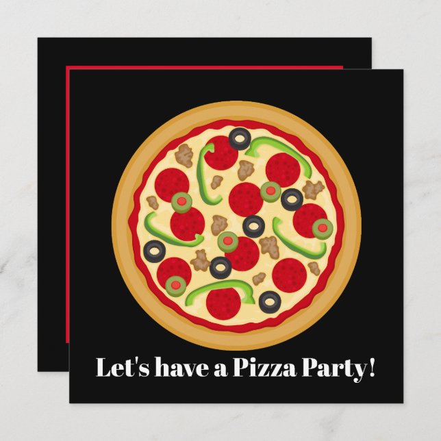 Cute pizza party any purpose invitation (Front/Back)