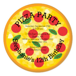 Cute Pizza Party Birthday Party Invitation