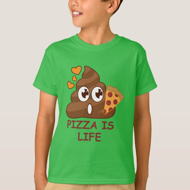Cute Pizza Poop Emoji T-Shirt (Front)