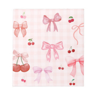 Cute plaid and pink coquette fruit and bows notepad