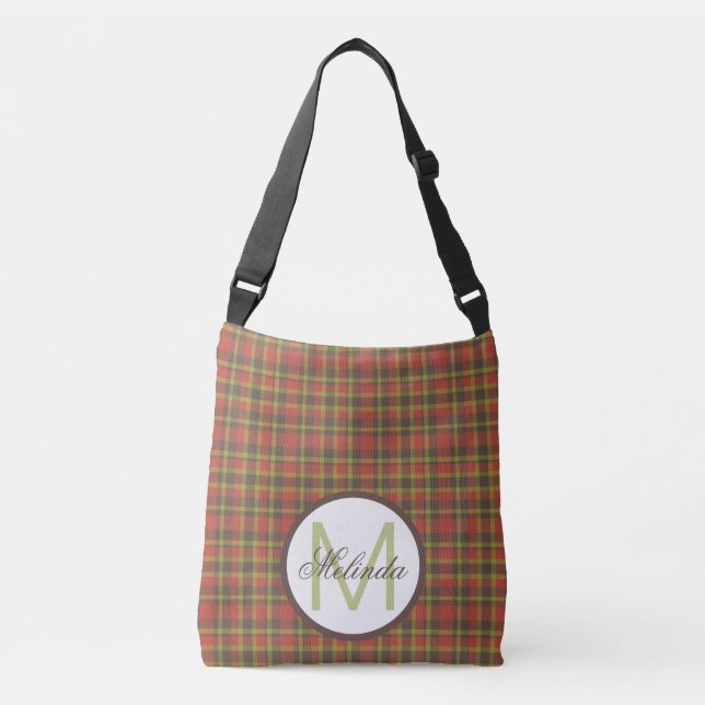 Cute Plaid Monogram Baby Diaper Bag (Front)