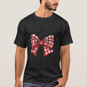 Cute Plaid Pink Bow Coquette Video Gaming Valentin T-Shirt