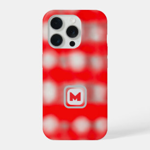 Cute plaid red white grey monogram Christmas iPhone 15 Pro Case