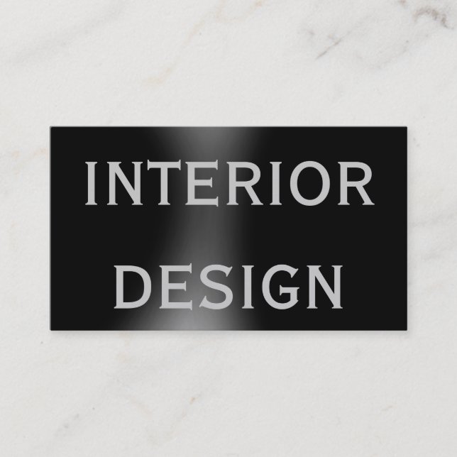Cute Plain Black Interior Designer Business Card (Front)