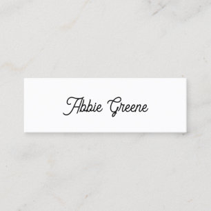 Cute Plain White Script Social Media Networker Mini Business Card