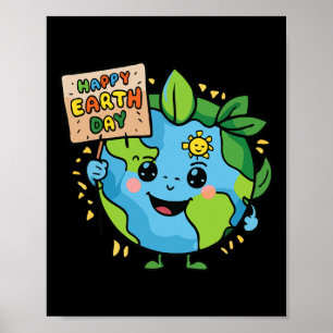 Cute Planet Earth Saying Happy Earth Day 3  Poster