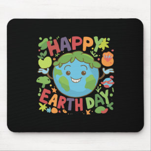 Cute Planet Earth Saying Happy Earth Day  Mouse Pad
