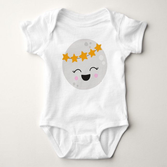 Cute Planet, Kawaii Planet, Stars, Space, Cosmos Baby Bodysuit (Front)