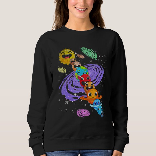 Cute Planets Astronomer Science Outer Space Astron Sweatshirt (Front)
