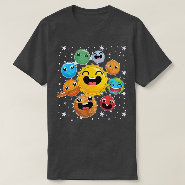 Cute Planets Outer Space Travel Scientist Science  T-Shirt (Design Front)