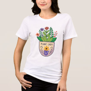 Cute Plant Lady Flowers in Teacup Botanical T-Shir Tri-Blend Shirt