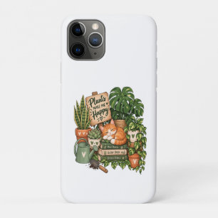 Cute Plant Lover Cat – Plants Make Me Happy iPhone 11 Pro Case
