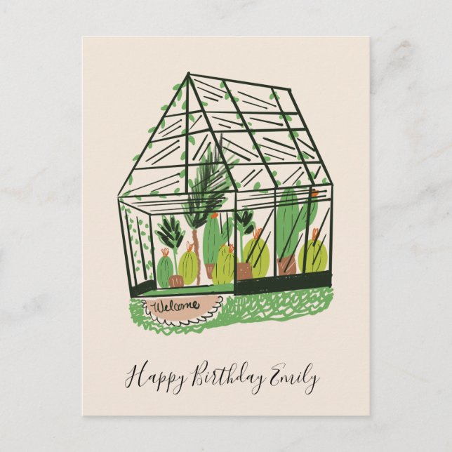 Cute Plant Lovers Greenhouse Postcard (Front)