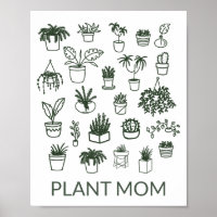 Cute Plant Mum Houseplant Illustration in Green