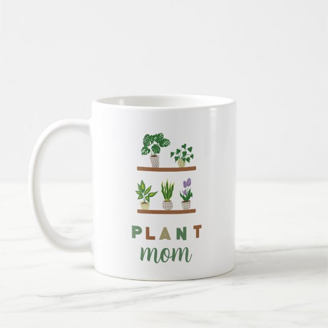 Cute Plant Mum Tropical Greenery Lady Coffee Mug (Left)