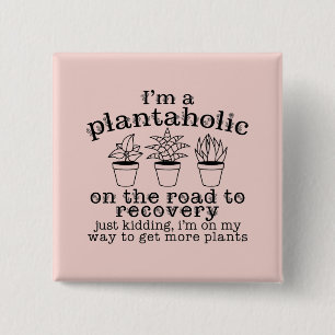 Cute Plantaholic Plant Lover Lady 15 Cm Square Badge
