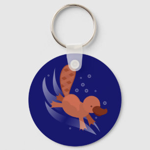 cute Platypus diving Key Ring
