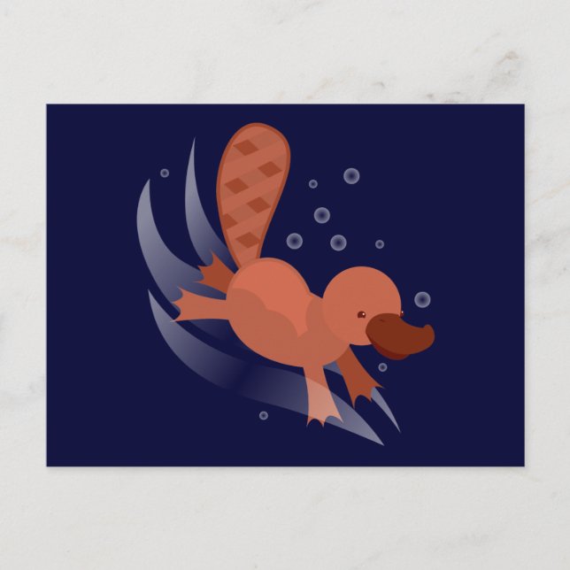 cute Platypus diving Postcard (Front)