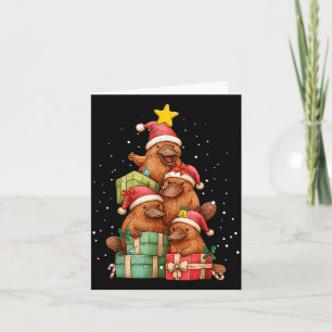 Cute Platypus Le Christmas Tree Xmas Hat Card