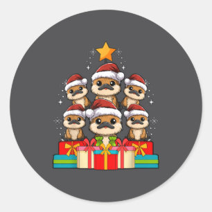 Cute Platypus Le Christmas Tree Xmas Hat  Classic Round Sticker