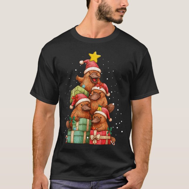 Cute Platypus Le Christmas Tree Xmas Hat  T-Shirt (Front)