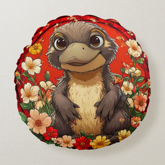 Cute Platypus Round Cushion (Front)