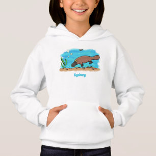 Cute platypus swimming cartoon