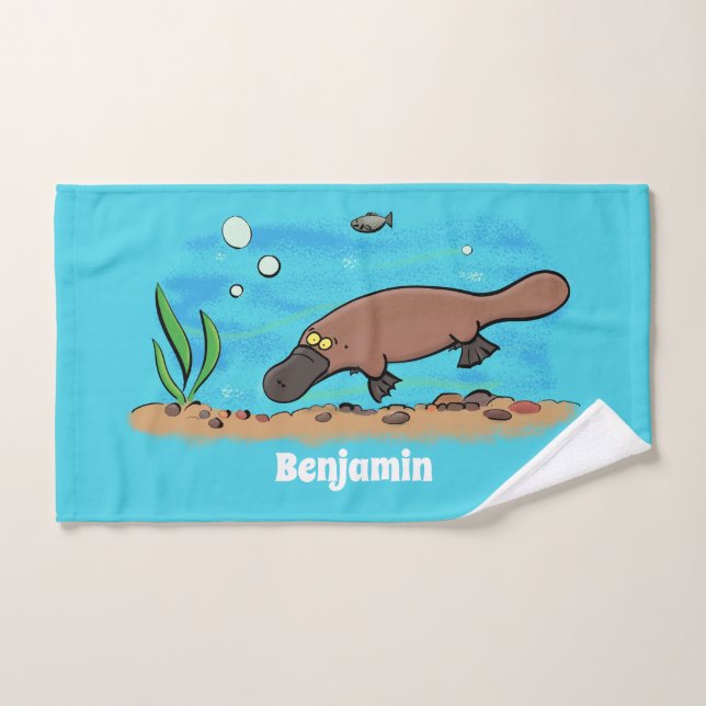 Cute platypus swimming cartoon bath towel set (Hand Towel)
