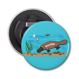 Cute platypus swimming cartoon bottle opener