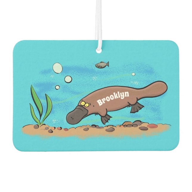 Cute platypus swimming cartoon car air freshener (Front)