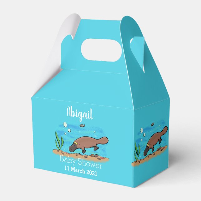 Cute platypus swimming cartoon  favour box (Front Side)