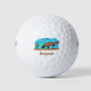 Cute platypus swimming cartoon golf balls