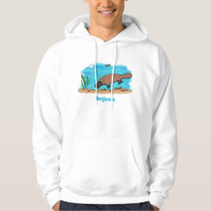 Cute platypus swimming cartoon hoodie