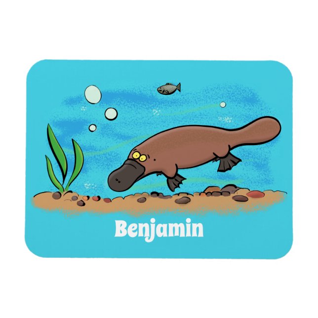 Cute platypus swimming cartoon magnet (Horizontal)