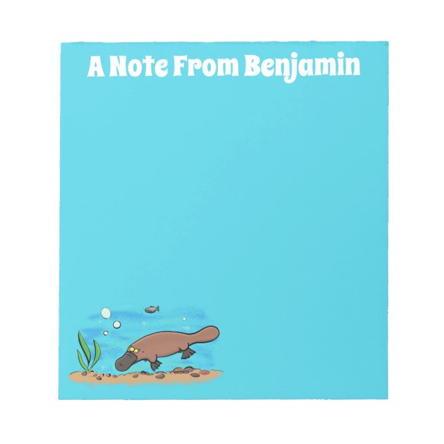 Cute platypus swimming cartoon notepad (Front)