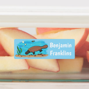 Cute platypus swimming cartoon personalised