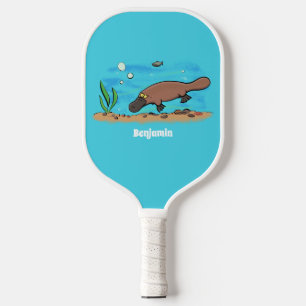 Cute platypus swimming cartoon  pickleball paddle
