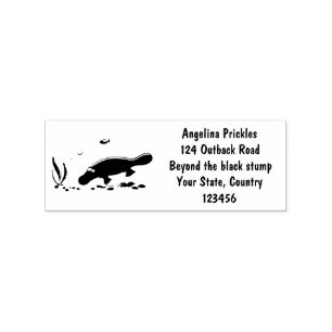 Cute platypus swimming cartoon rubber stamp