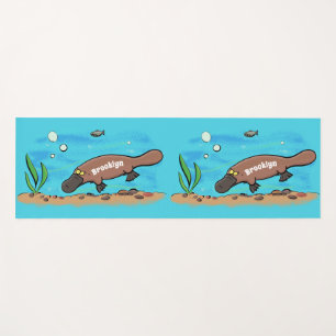 Cute platypus swimming cartoon yoga mat