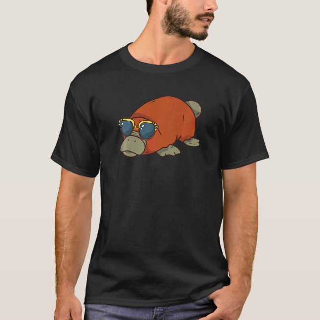 Cute Platypus With Sunglasses Outfit Love Platypus T-Shirt (Front)
