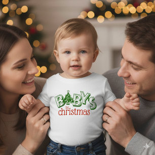 Cute Playful Baby's First Christmas Tree Baby T-Shirt