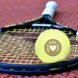 Cute Playful Best Dad Ever Light Brown Heart Love Tennis Balls