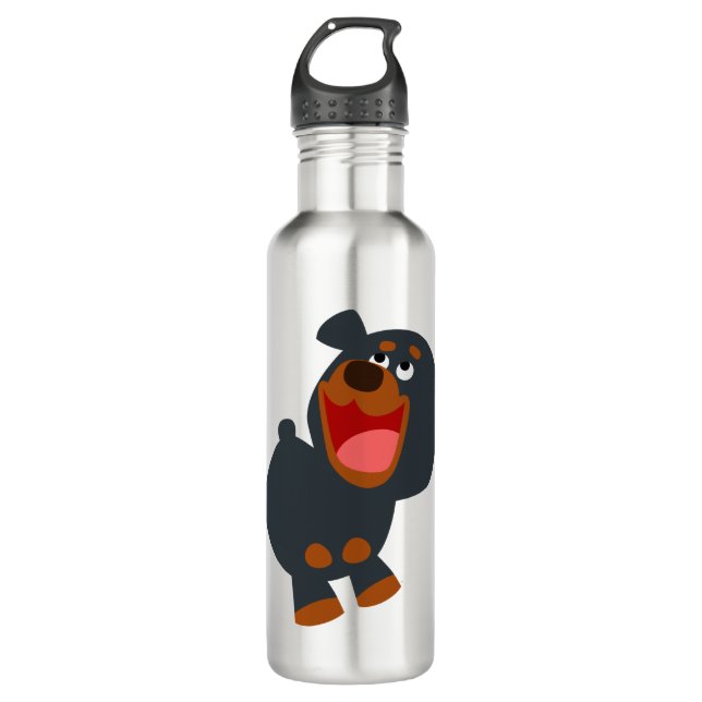 Cute Playful Cartoon Baby Rottweiler 710 Ml Water Bottle (Front)