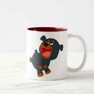 Cute Playful Cartoon Baby Rottweiler Two-Tone Coffee Mug