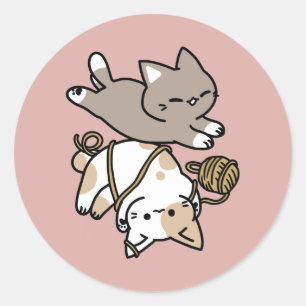 Cute Playful Cats Design – Fun Paws and Play Art Classic Round Sticker