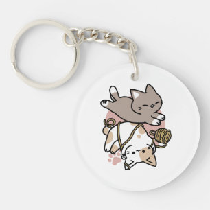Cute Playful Cats Design – Fun Paws and Play Art Key Ring