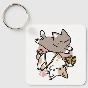 Cute Playful Cats Design – Fun Paws and Play Art Key Ring
