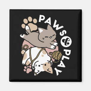 Cute Playful Cats Design – Fun Paws and Play Art Magnet